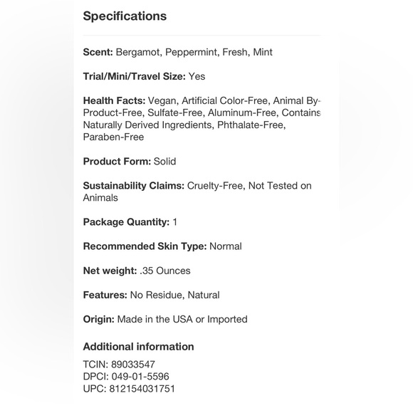 🦋$3 ~ Native Deodorant ~ Limited Edition Holiday ~ Candy Cane ~ Aluminum Free - Picture 6 of 9